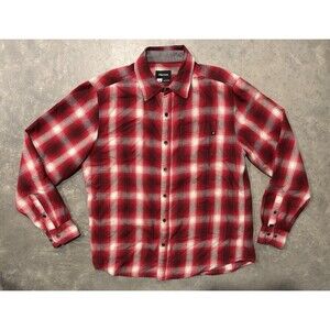 Marmot Flannel Shirt Mens Large Red Plaid Check Long Sleeve Button Down Outdoor